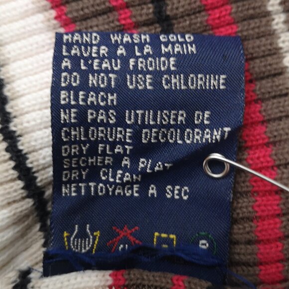 Denver Hayes Ladies Size 2XL Cream Tan Red Brown & Black Striped Sweater - Picture 6 of 9